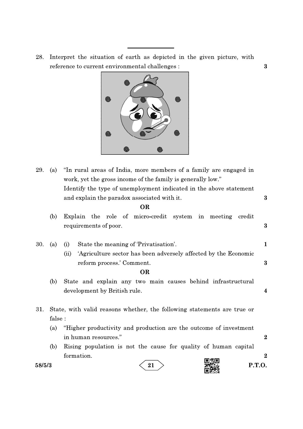 CBSE Class 12 58-5-3 Economics 2023 Question Paper - Page 21