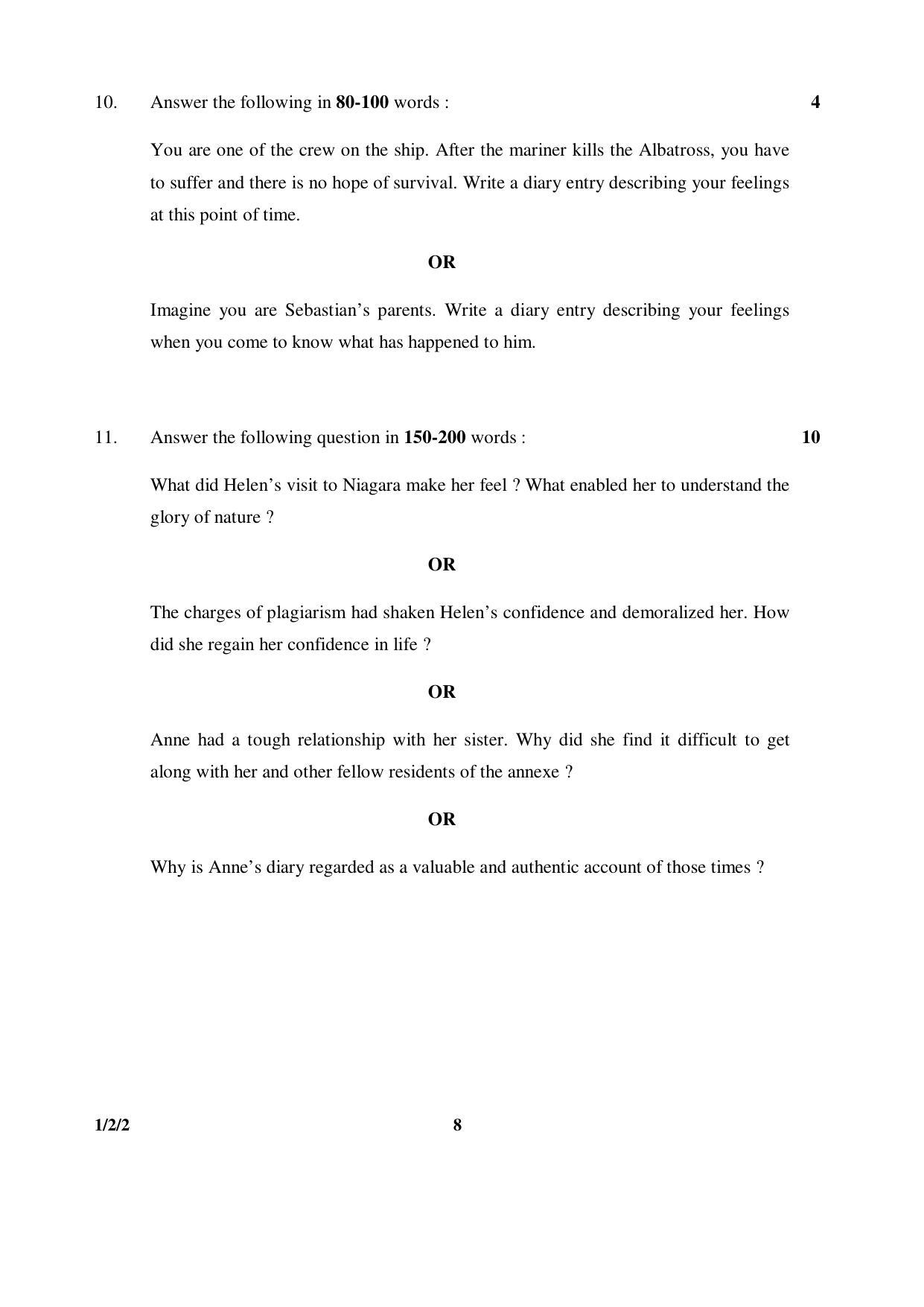 CBSE Class 10 1-2-2 ENGLISH COMMUNICATIVE 2016 Question Paper - Page 8