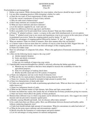 CBSE Worksheets for Class 9 Biology Food production and management Assignment