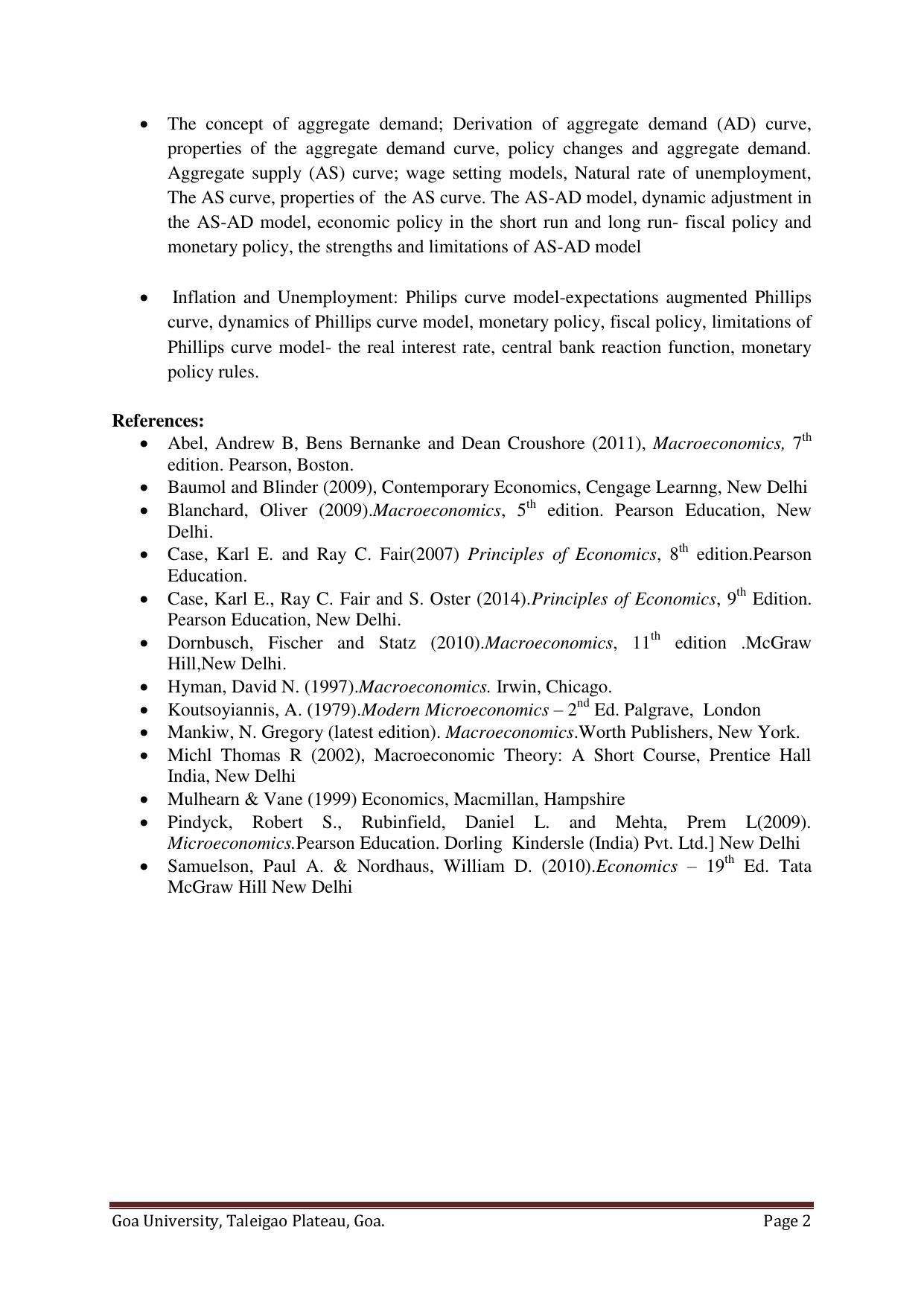GU ART Economics Syllabus - Page 2