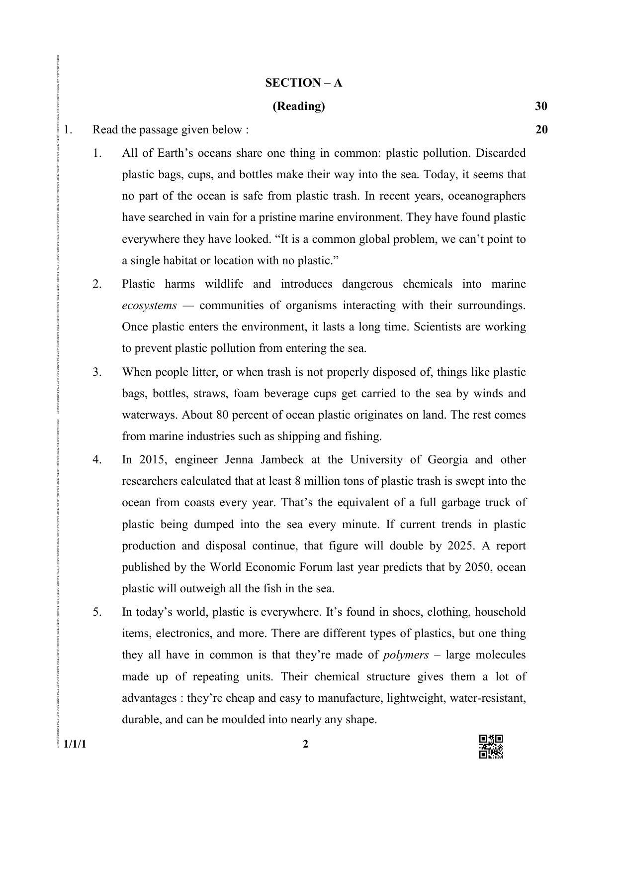 CBSE Class 12 1-1-1 (English Core) 2019 Question Paper - Page 2