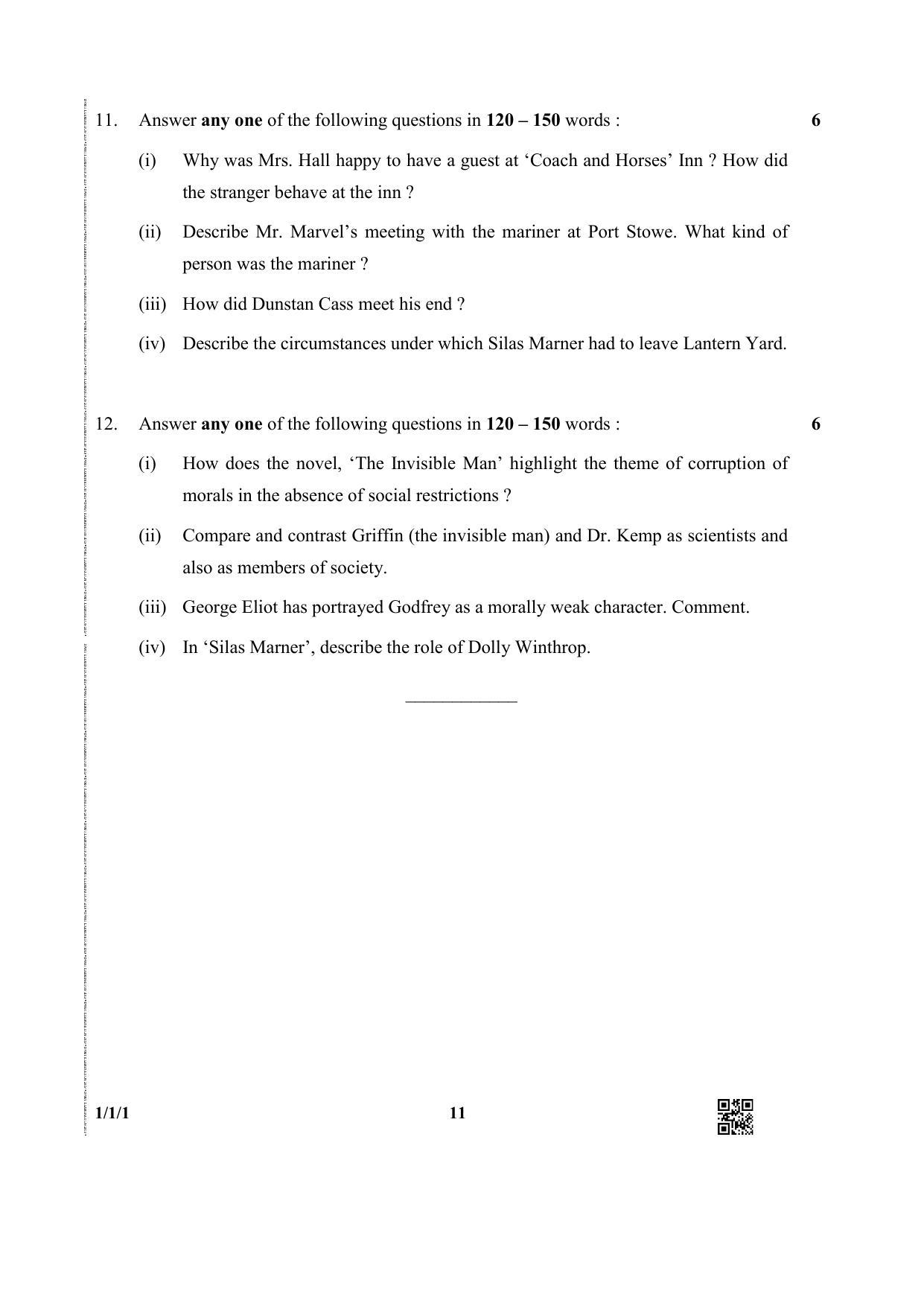 CBSE Class 12 1-1-1 (English Core) 2019 Question Paper - Page 11