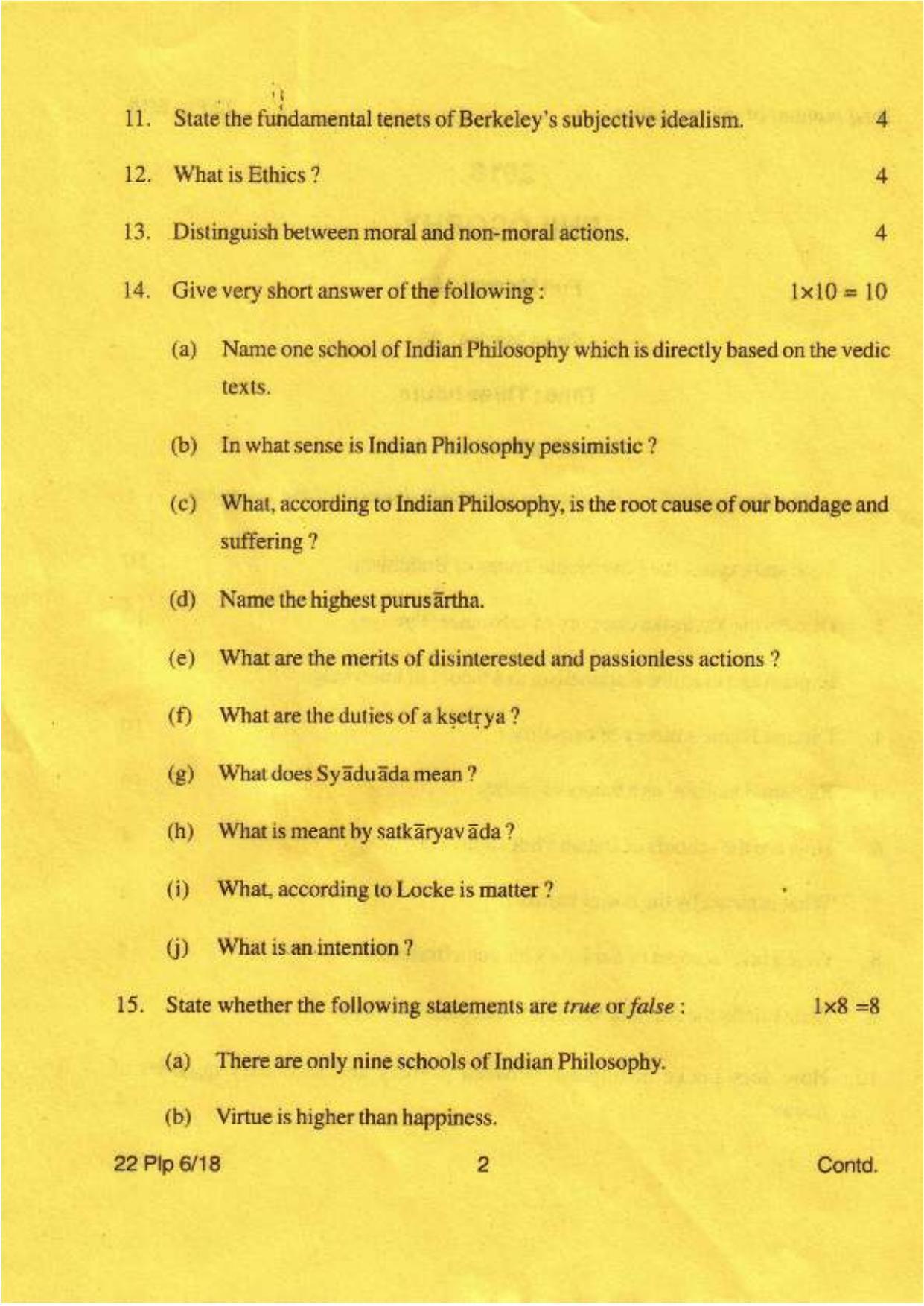 COHSEM Class 12 Philosophy 2018 Question Papers - Page 2