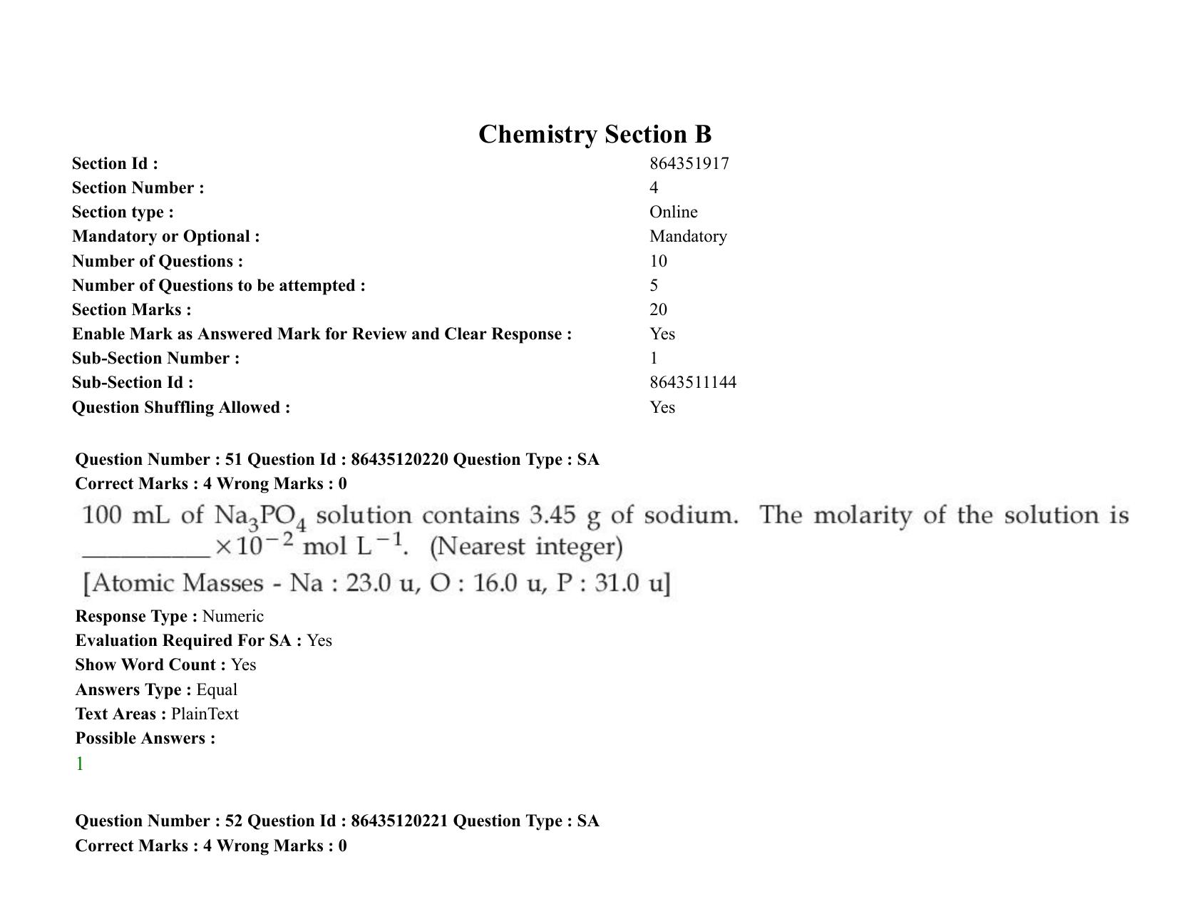 JEE Mains 2021: BTech (Shift 1) 26-08-2021 Question Paper - Page 45