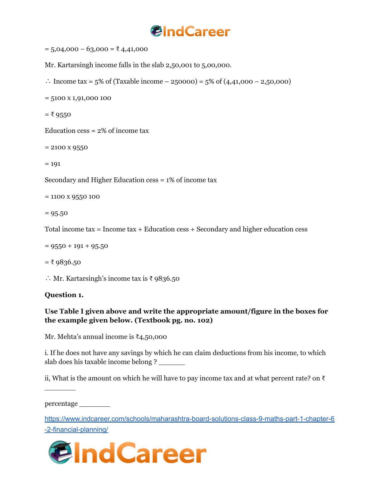 Maharashtra Board Solutions Class 9-Maths (Part 1): Chapter 6.2- Financial Planning - Page 5