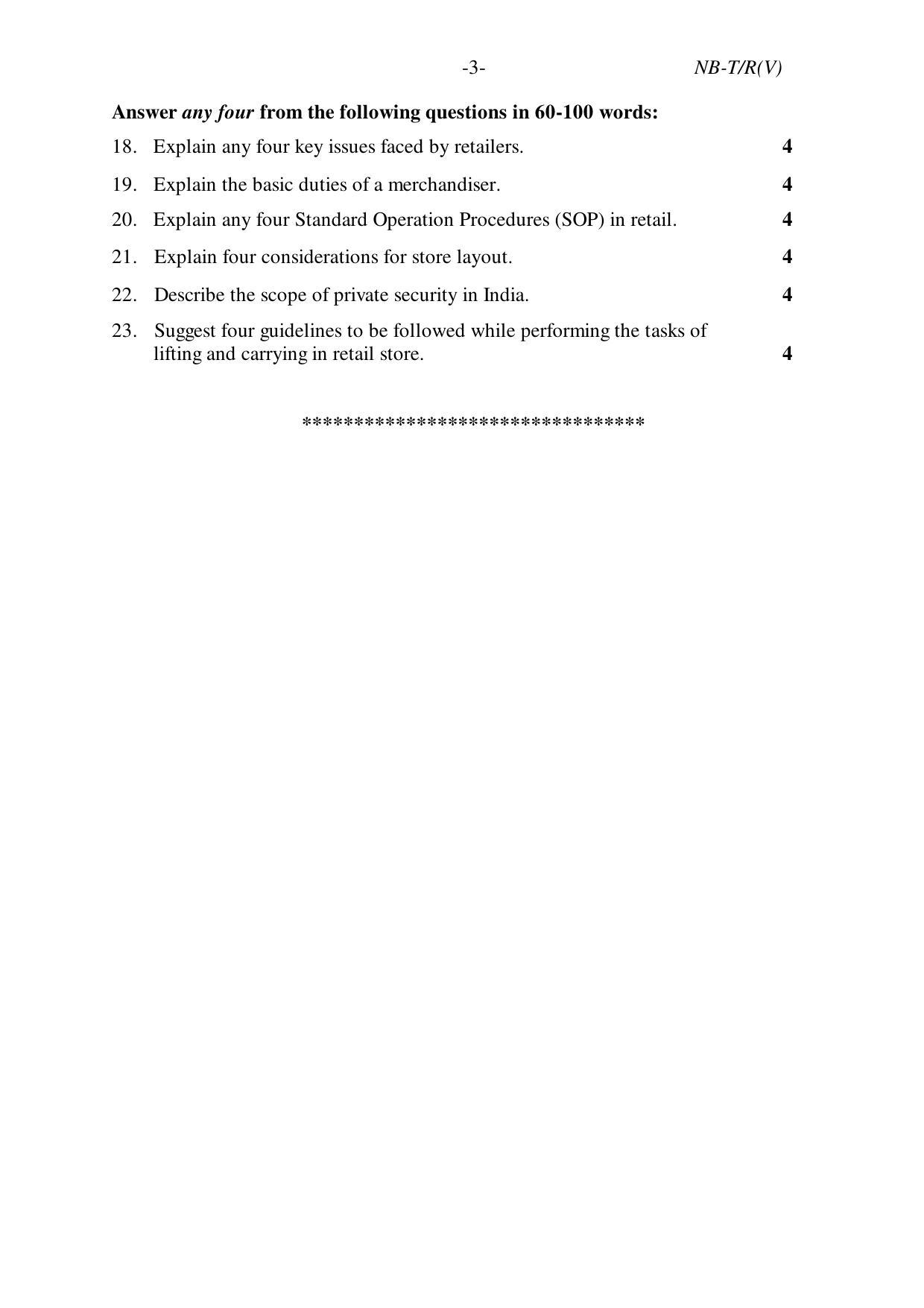Nagaland Board Class 10 RETAIL (Vocational) 2020 Question Paper - Page 3