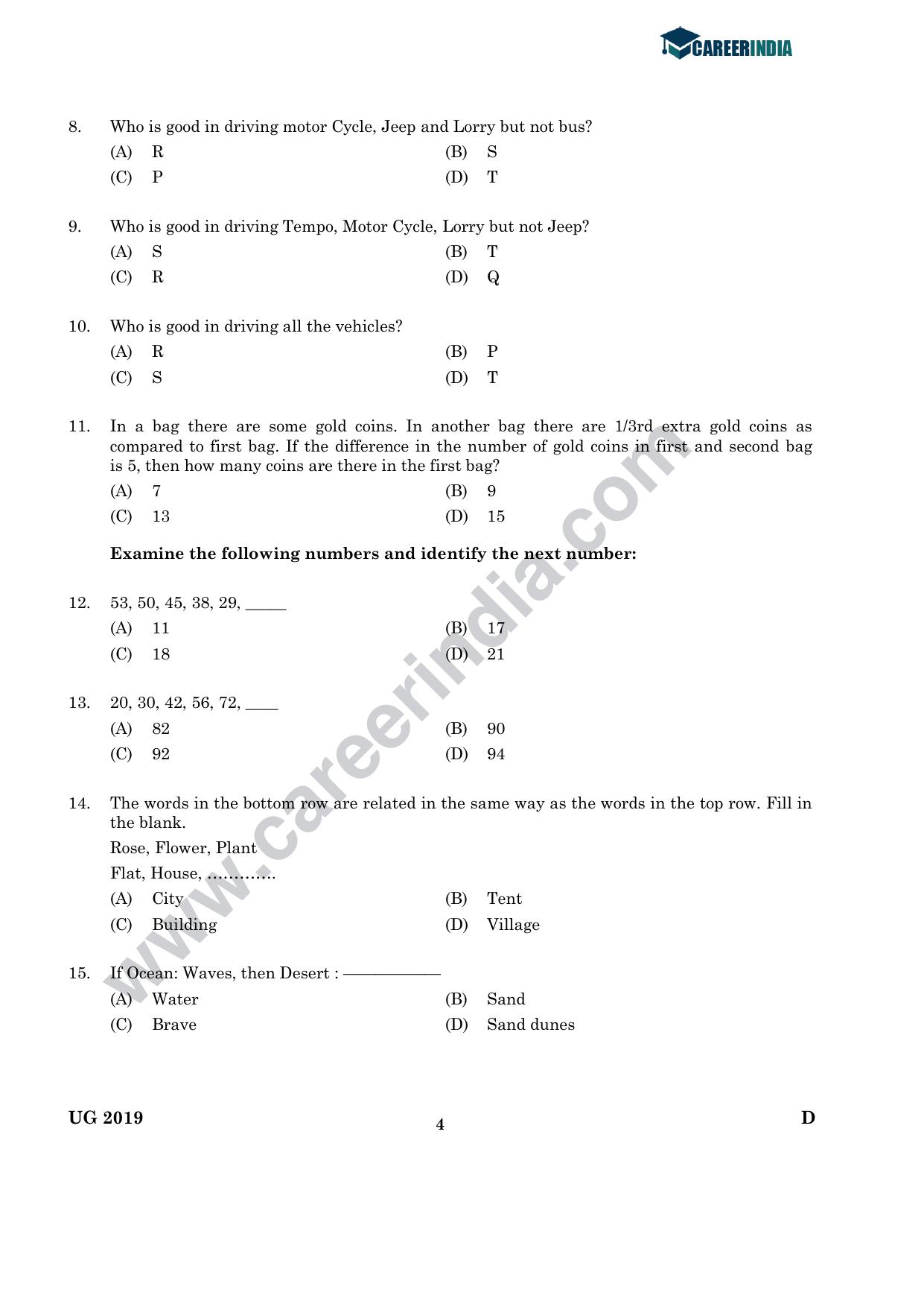 CLAT 2019 UG Logical-Reasoning Question Paper - Page 3