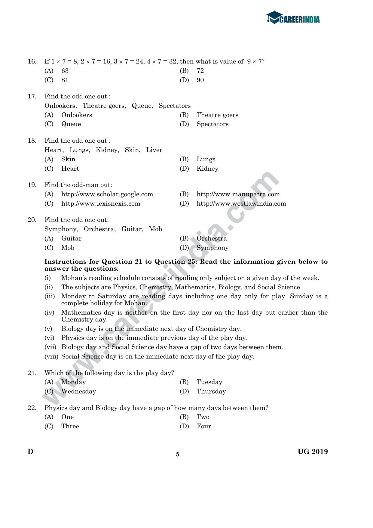 CLAT 2019 UG Logical-Reasoning Question Paper - Page 4