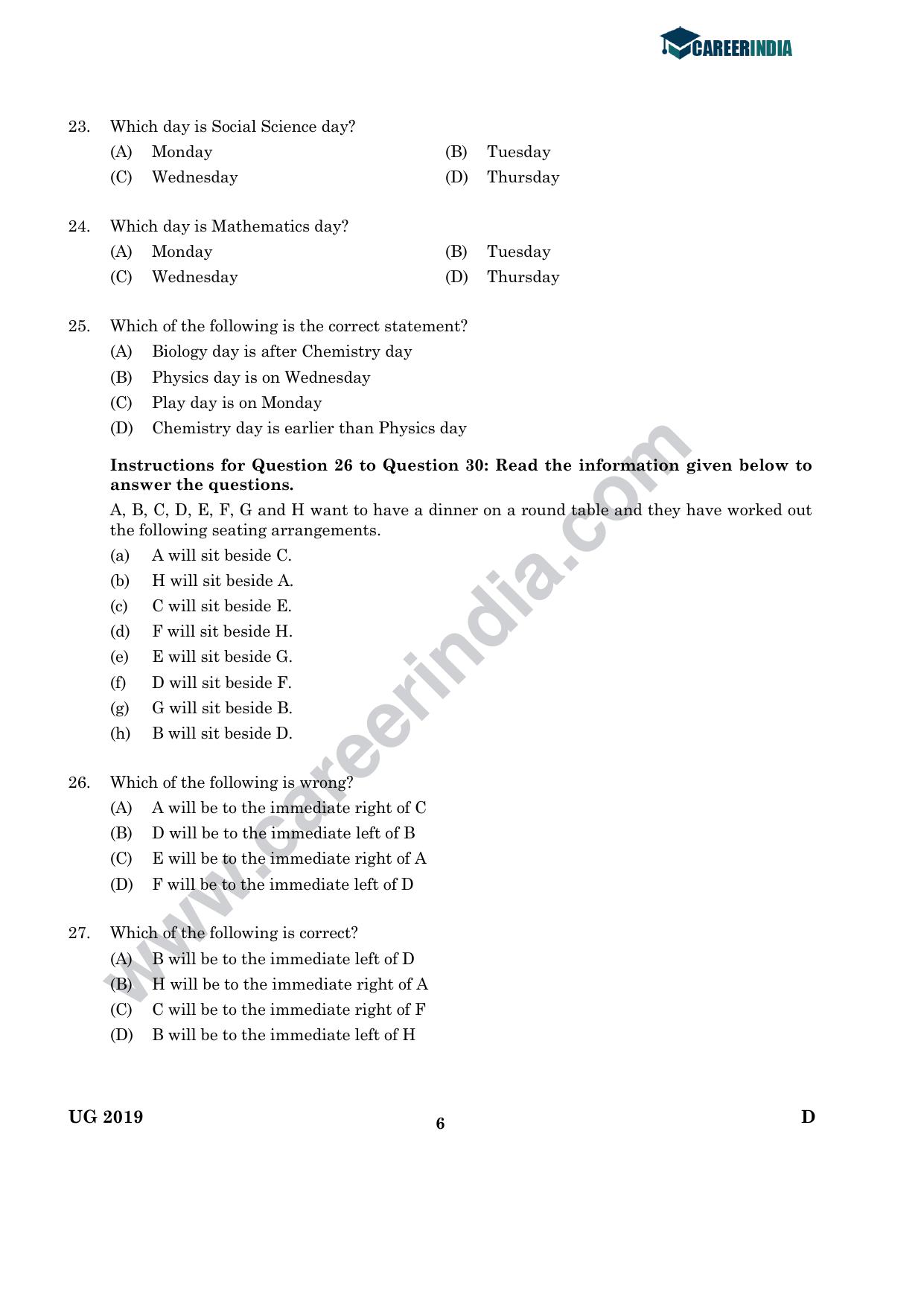 CLAT 2019 UG Logical-Reasoning Question Paper - Page 5