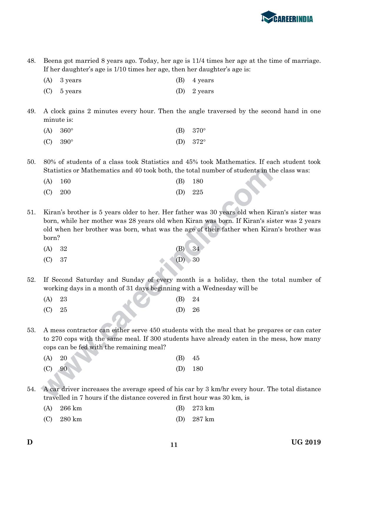 CLAT 2019 UG Logical-Reasoning Question Paper - Page 10