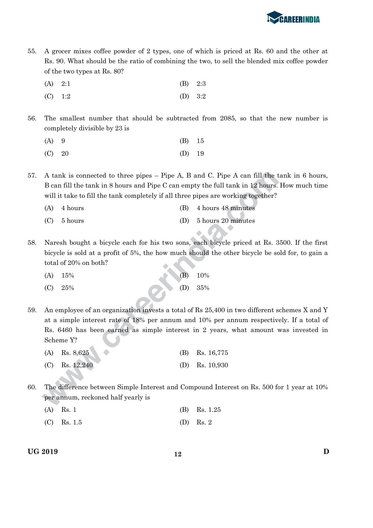 CLAT 2019 UG Logical-Reasoning Question Paper - Page 11