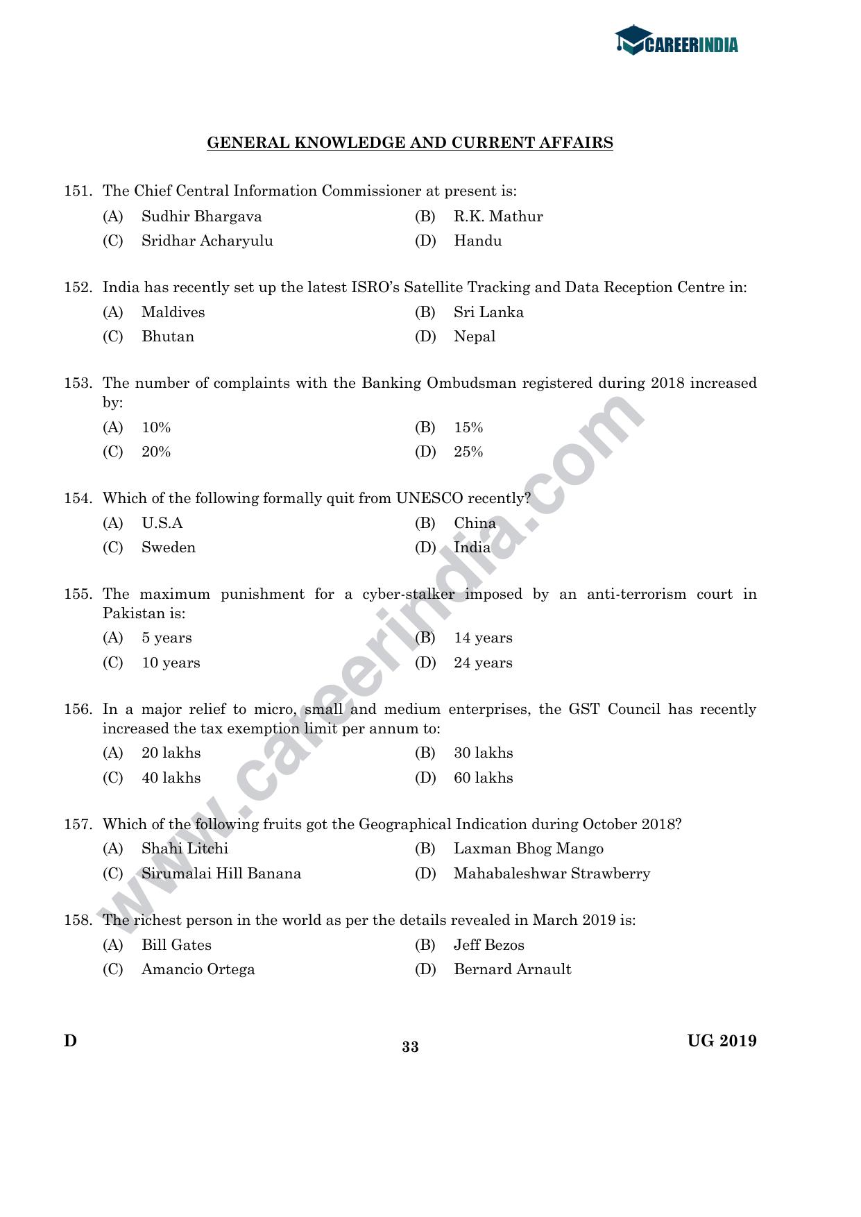 CLAT 2019 UG Logical-Reasoning Question Paper - Page 32