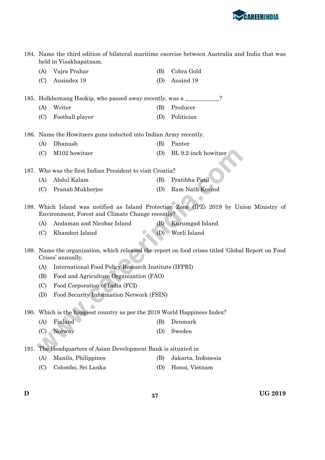 CLAT 2019 UG Logical-Reasoning Question Paper - Page 36