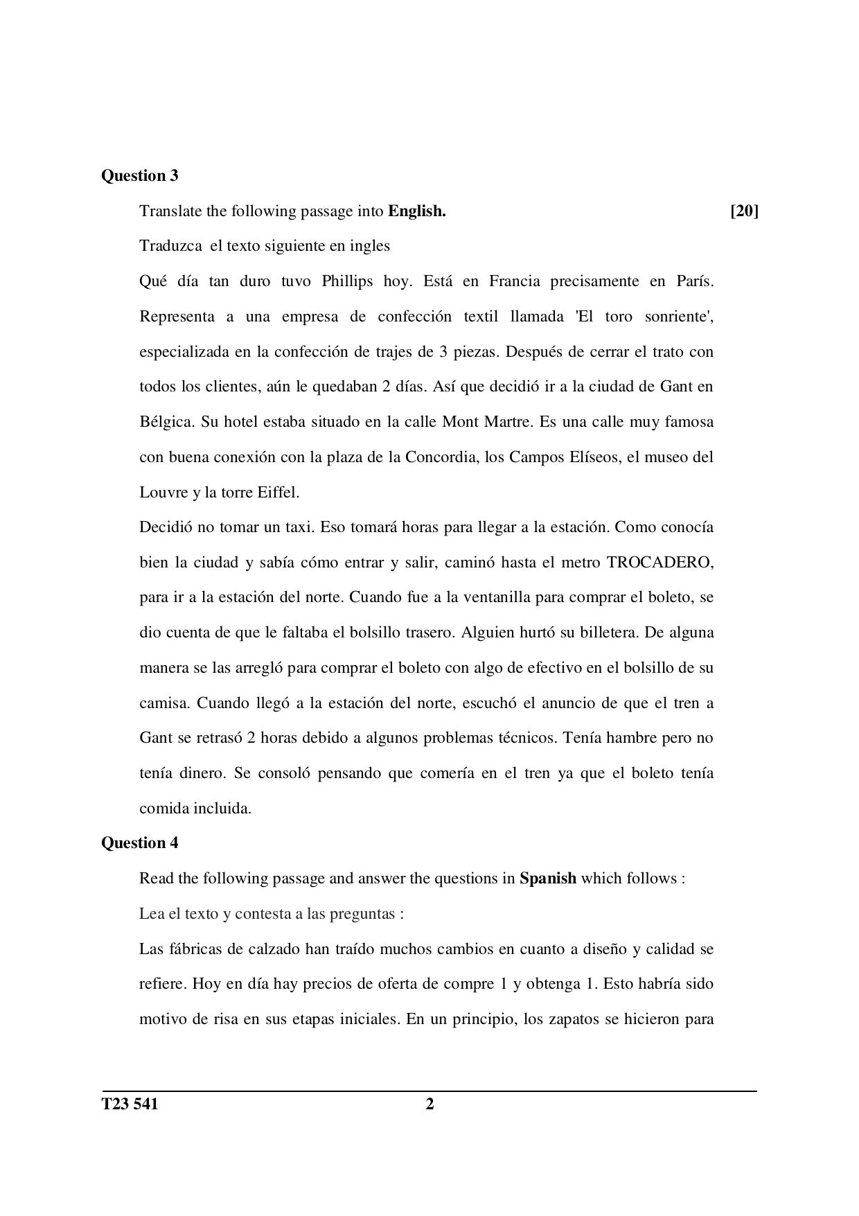 ICSE Class 10 SPANISH (Group III Elective) 2023 Question Paper - Page 2