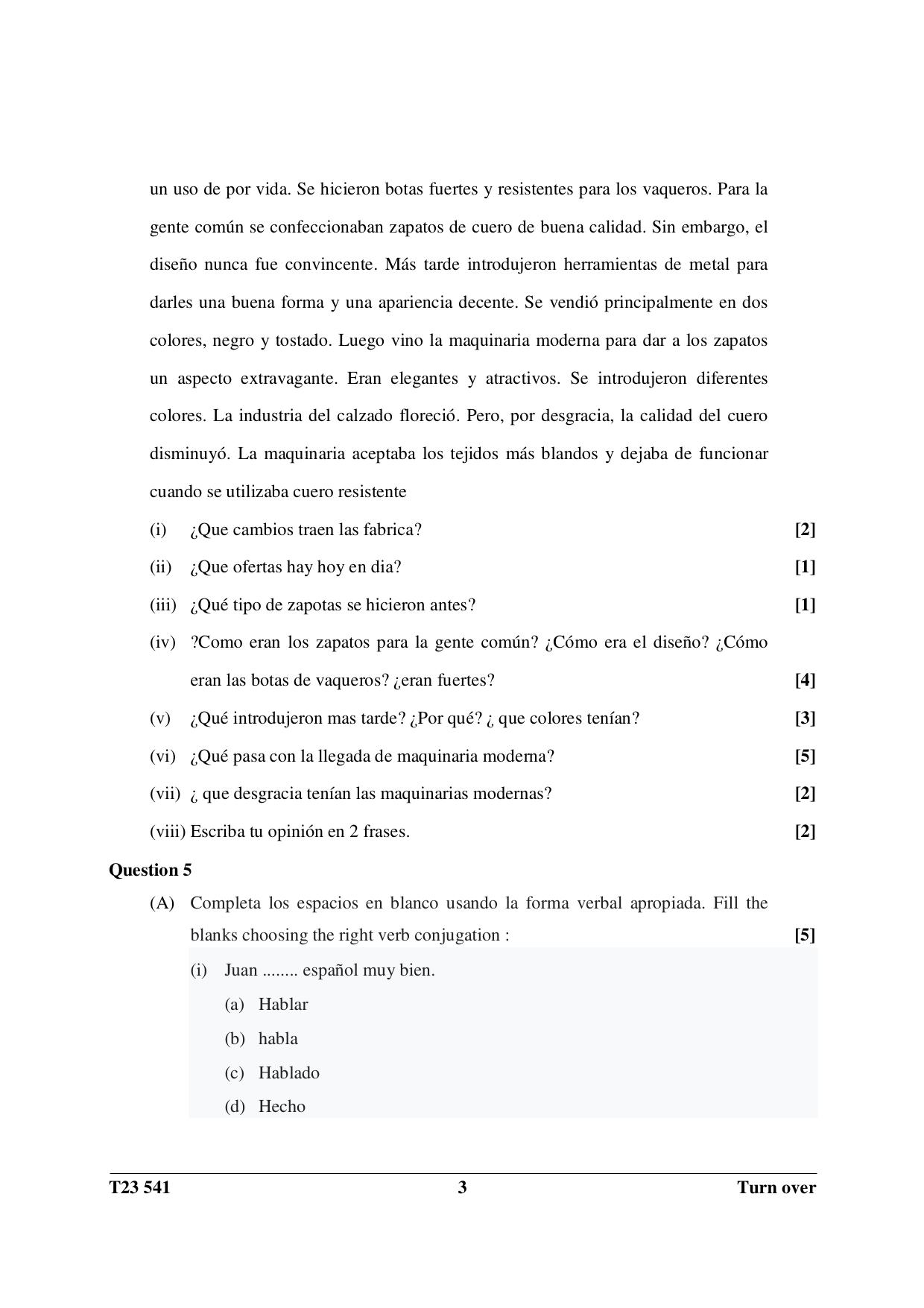 ICSE Class 10 SPANISH (Group III Elective) 2023 Question Paper - Page 3
