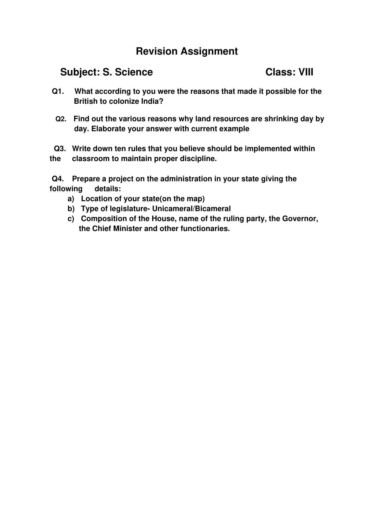 CBSE Worksheets for Class 8 Social Science Assignment 10 - Page 1