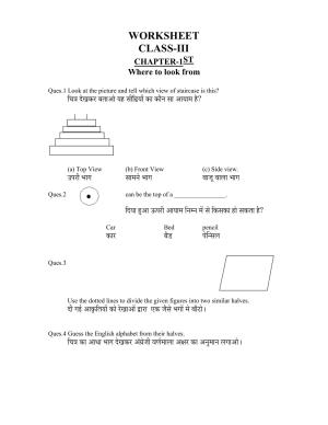 Worksheet for Class 3 Mathematics Assignment 2