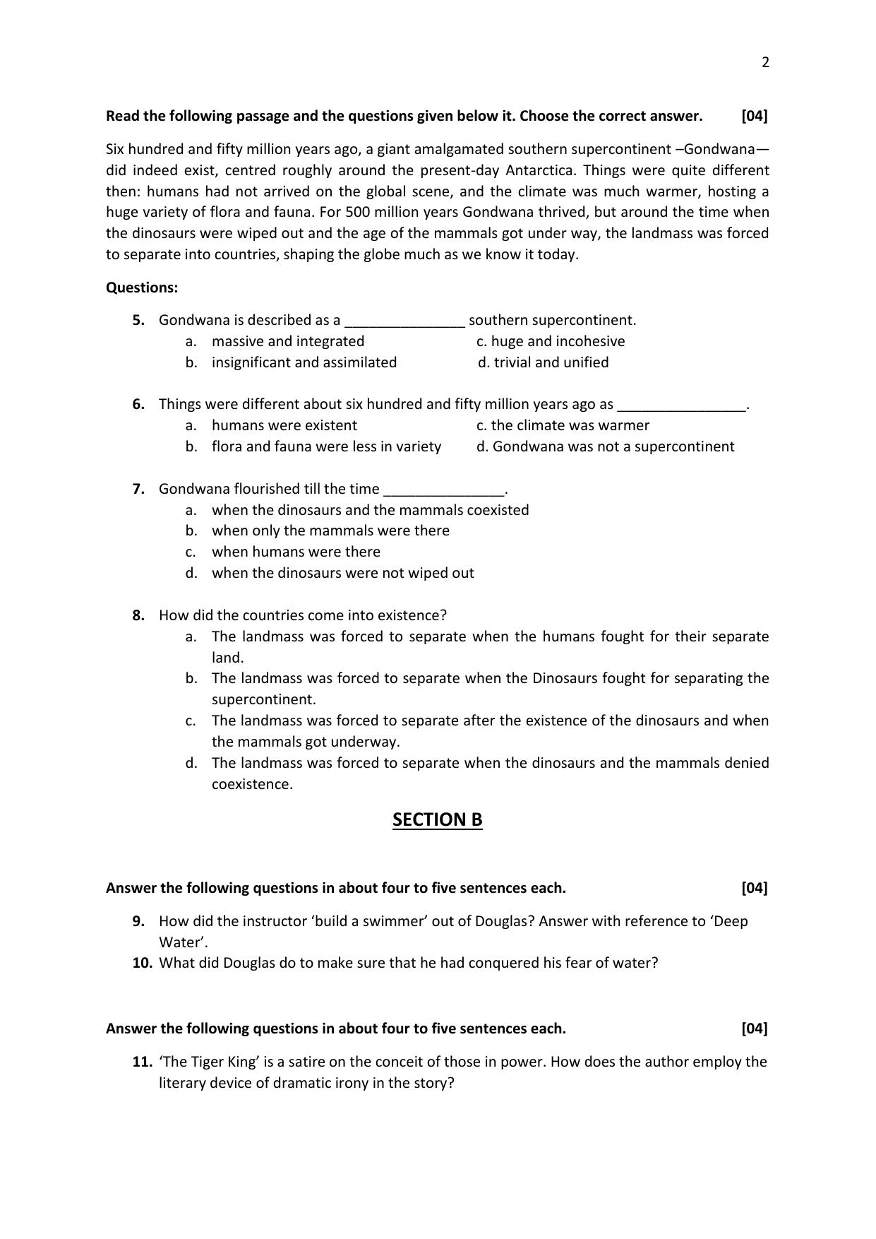 Gujarat Board Class 12th Question Paper 2020: STD-12-અંગ્રેજી પ્રથમ ભાષા - Page 2