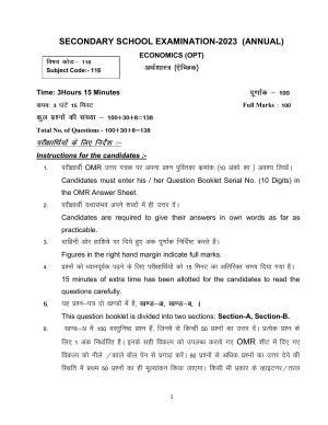 Bihar Board 10th ECONOMICS (OPT) Model Paper 2023