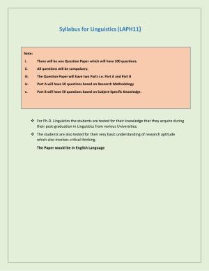 NTA PhD Entrance Exam Linguistics Syllabus