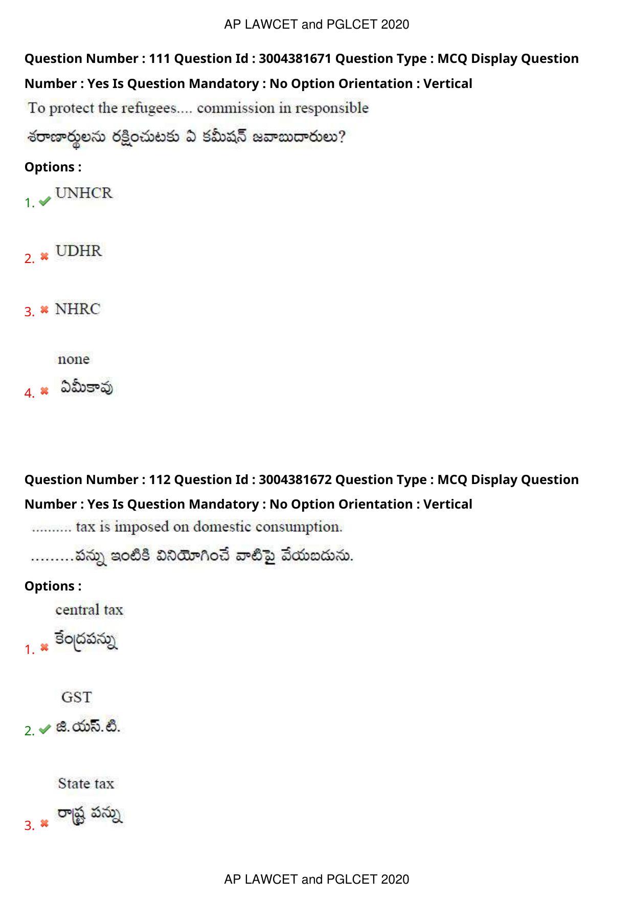 AP LAWCET 2020 - 5 Year LLB Question Paper With Keys - Page 73