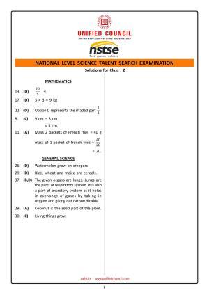 2023 Class 2 NSTSE Key & Solutions