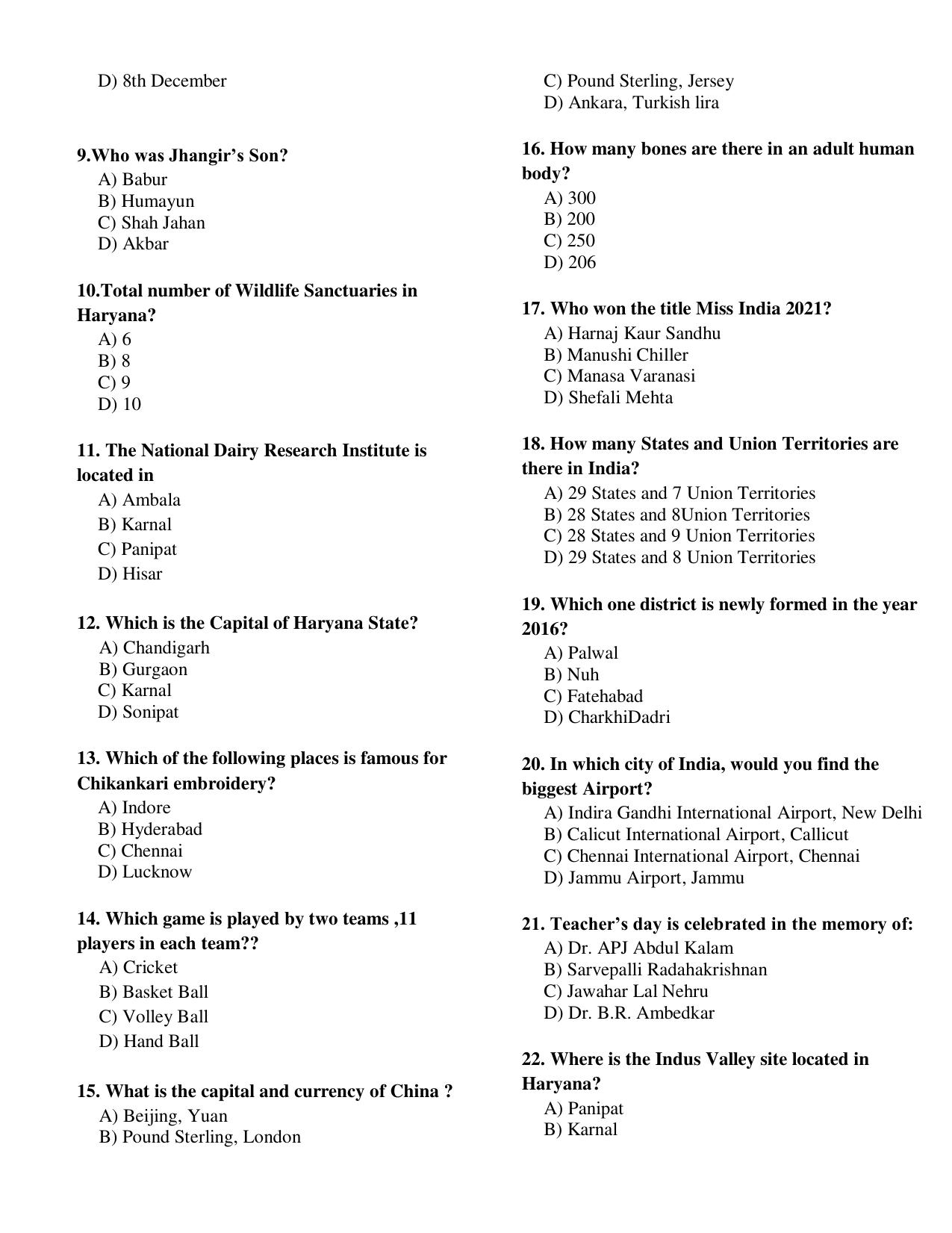 Geeta Law Admission Test (GLAT) 2022 Question Paper - Page 2