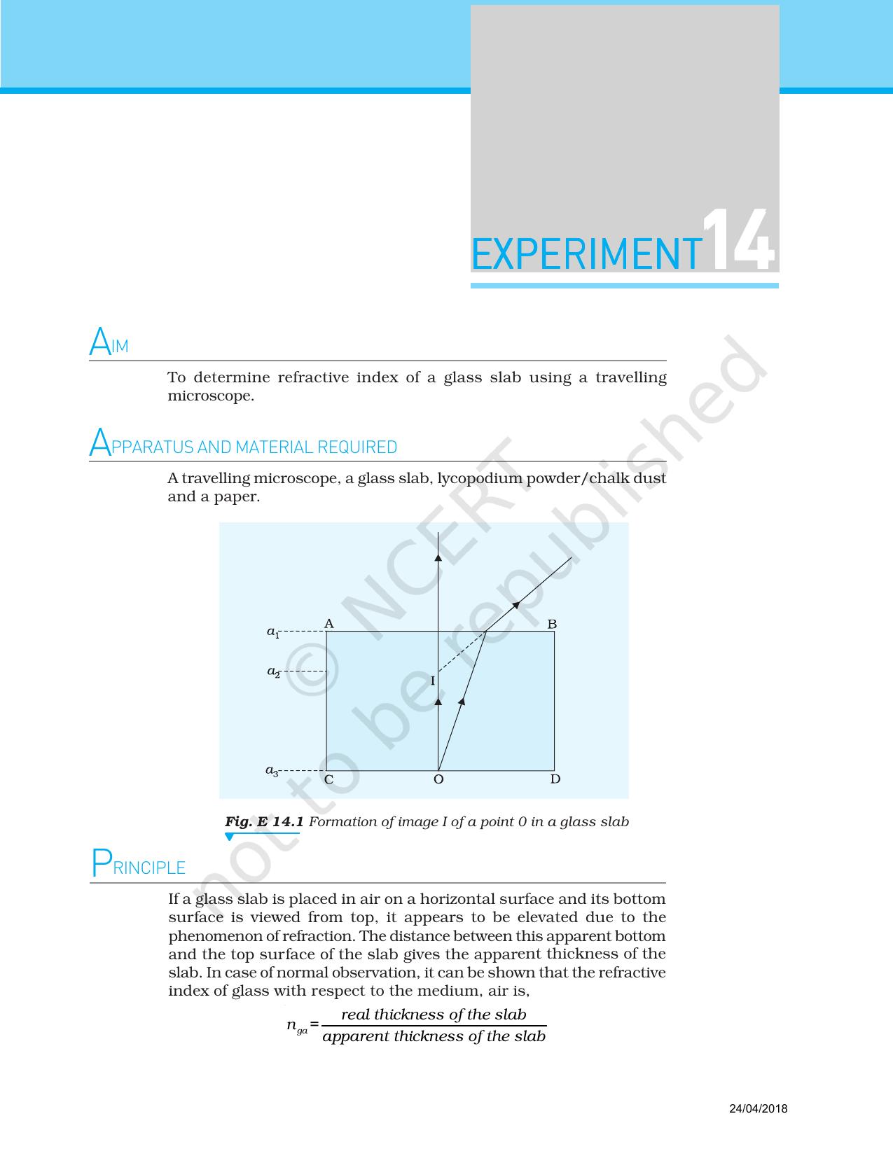 NCERT Laboratory Manuals for Class XII Physics - Experiment 14 to 18 - Page 1