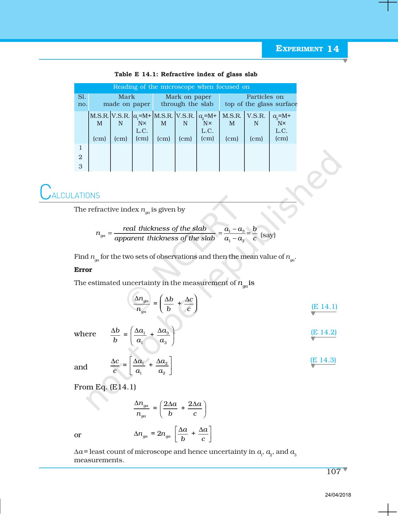 NCERT Laboratory Manuals for Class XII Physics - Experiment 14 to 18 - Page 3