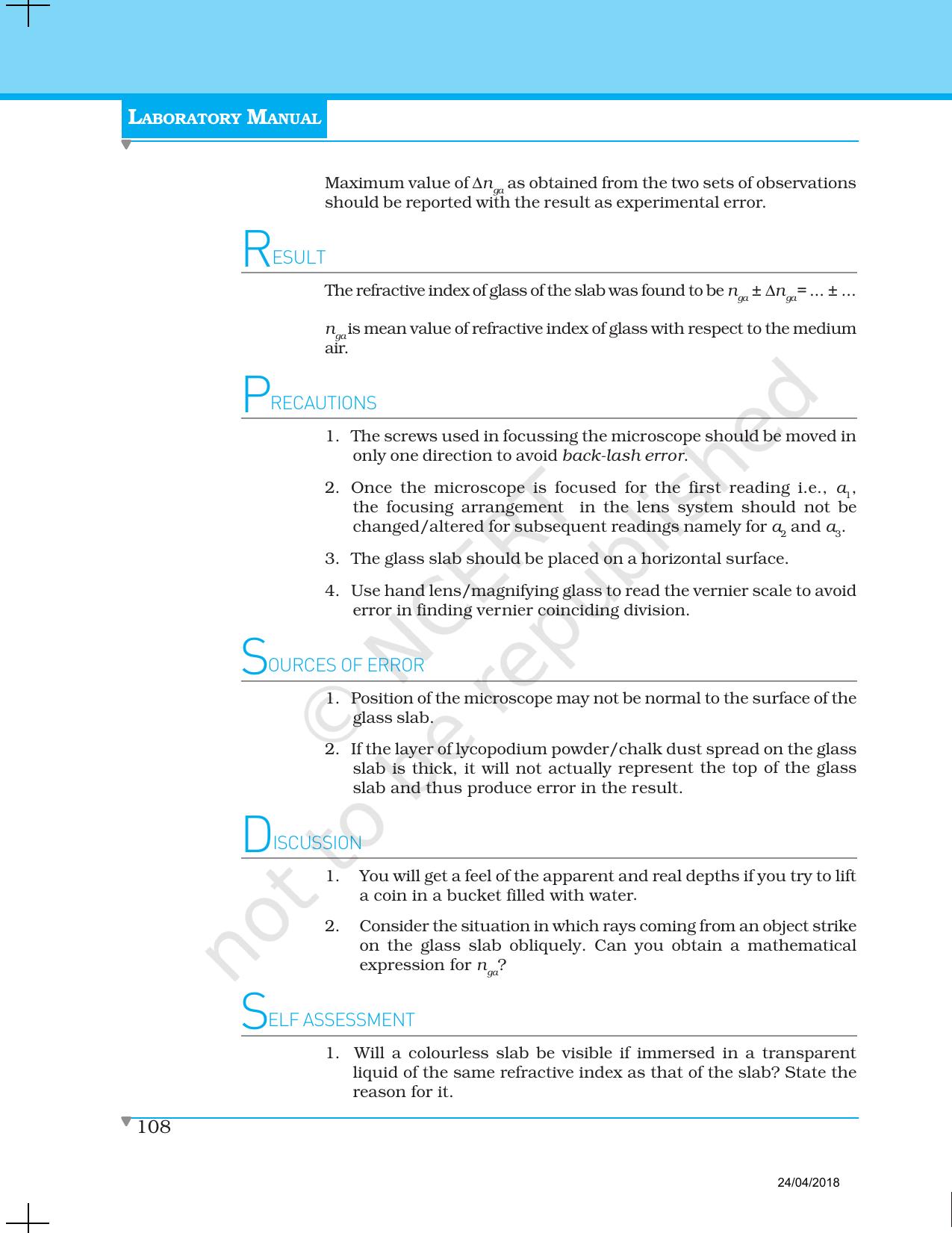 NCERT Laboratory Manuals for Class XII Physics - Experiment 14 to 18 - Page 4