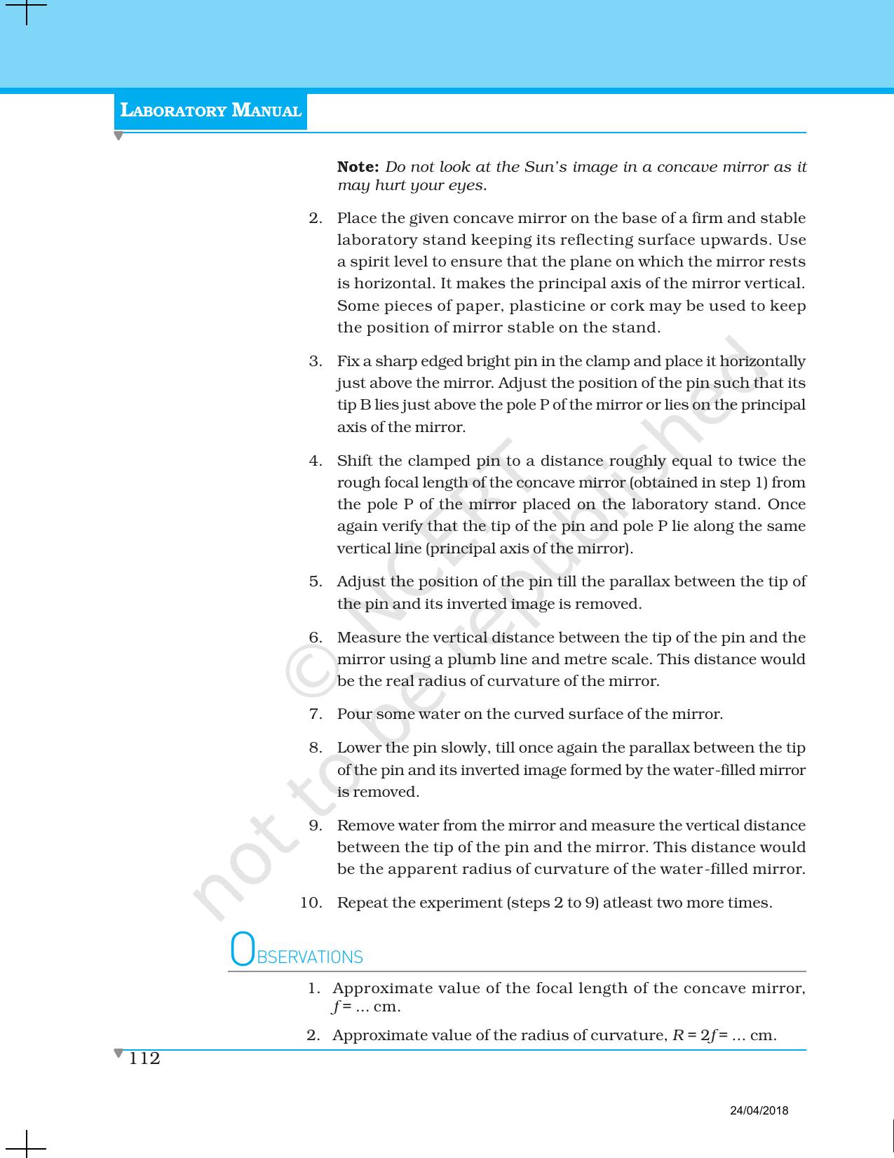 NCERT Laboratory Manuals for Class XII Physics - Experiment 14 to 18 - Page 8