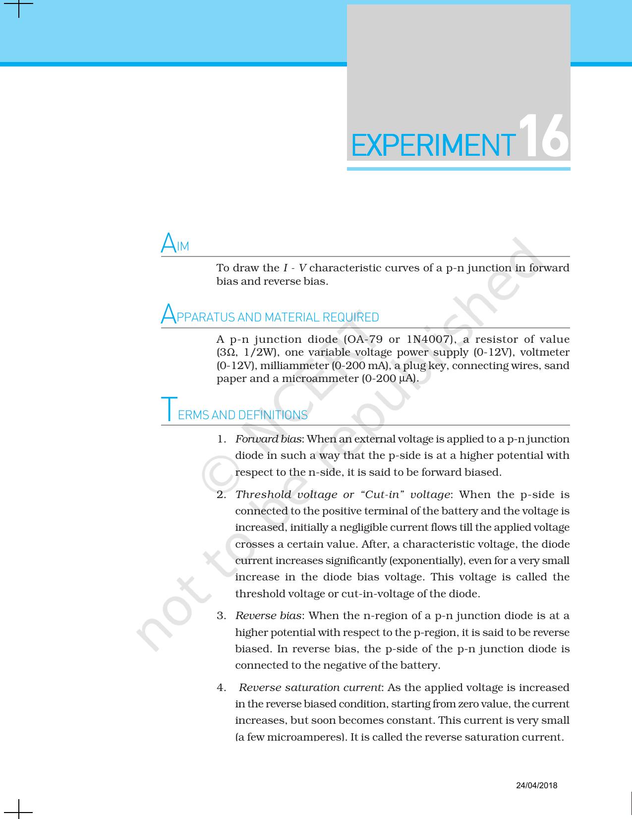 NCERT Laboratory Manuals for Class XII Physics - Experiment 14 to 18 - Page 16