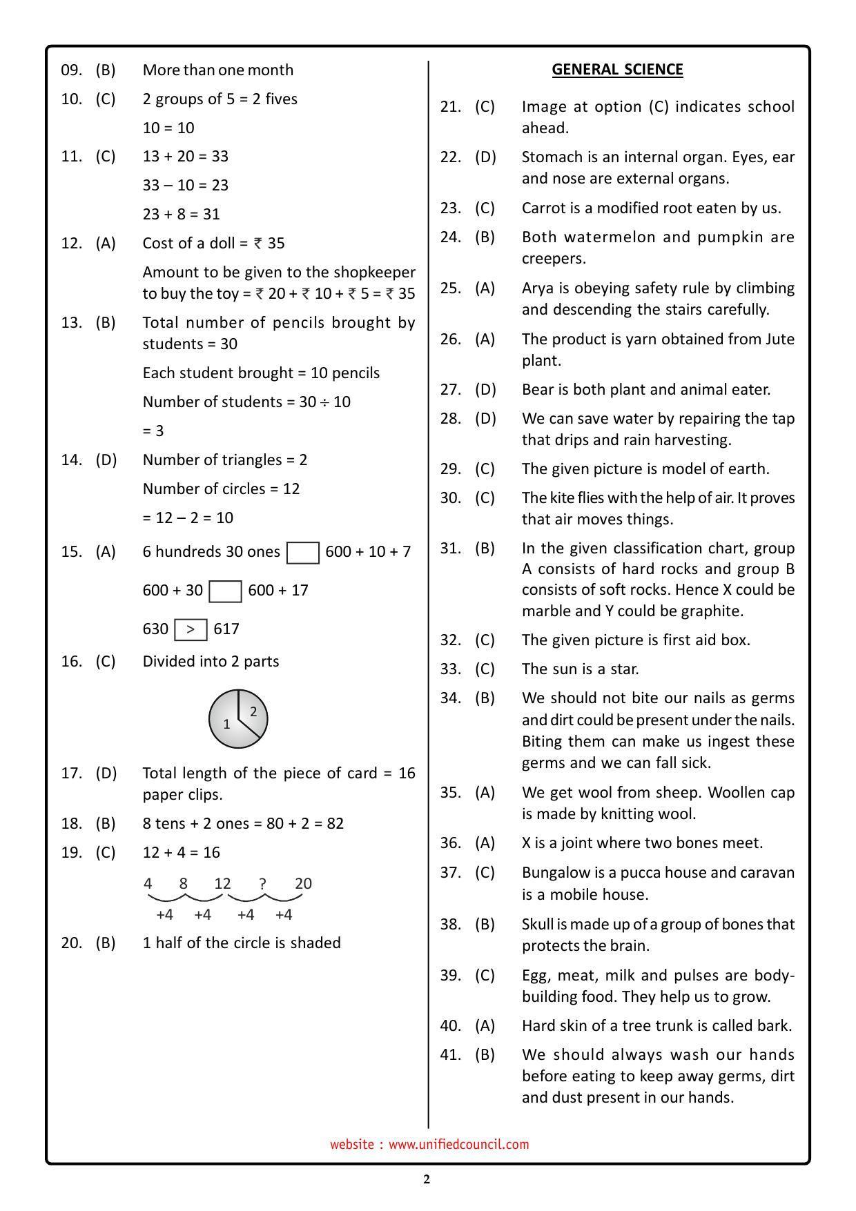 NSTSE 2023 Class 2 Answer Key (Paper Code 487) - Page 2