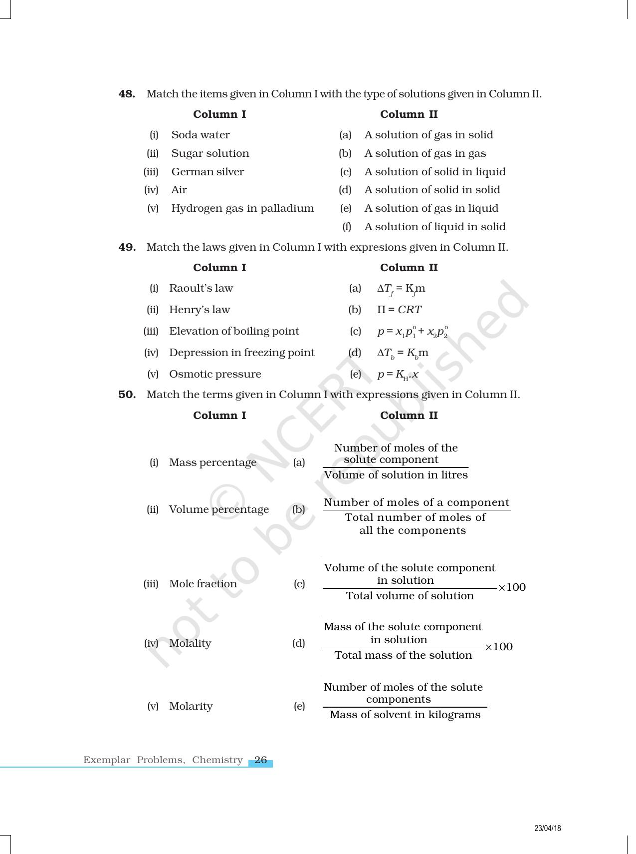 NCERT Exemplar Book for Class 12 Chemistry: Chapter 2 Solutions - Page 10