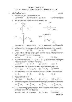 Tripura Board Class XI Physics Model Question Paper 2023