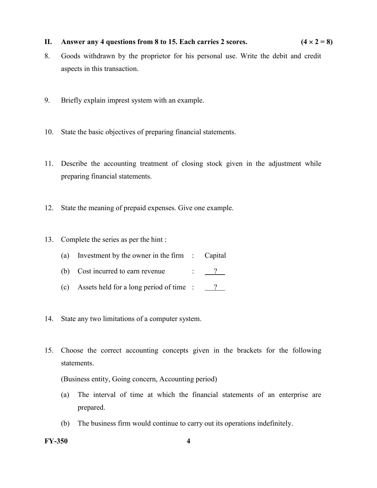 Kerala Plus One 2021 Accountancy with CA Question Papers (Model) - Page 4