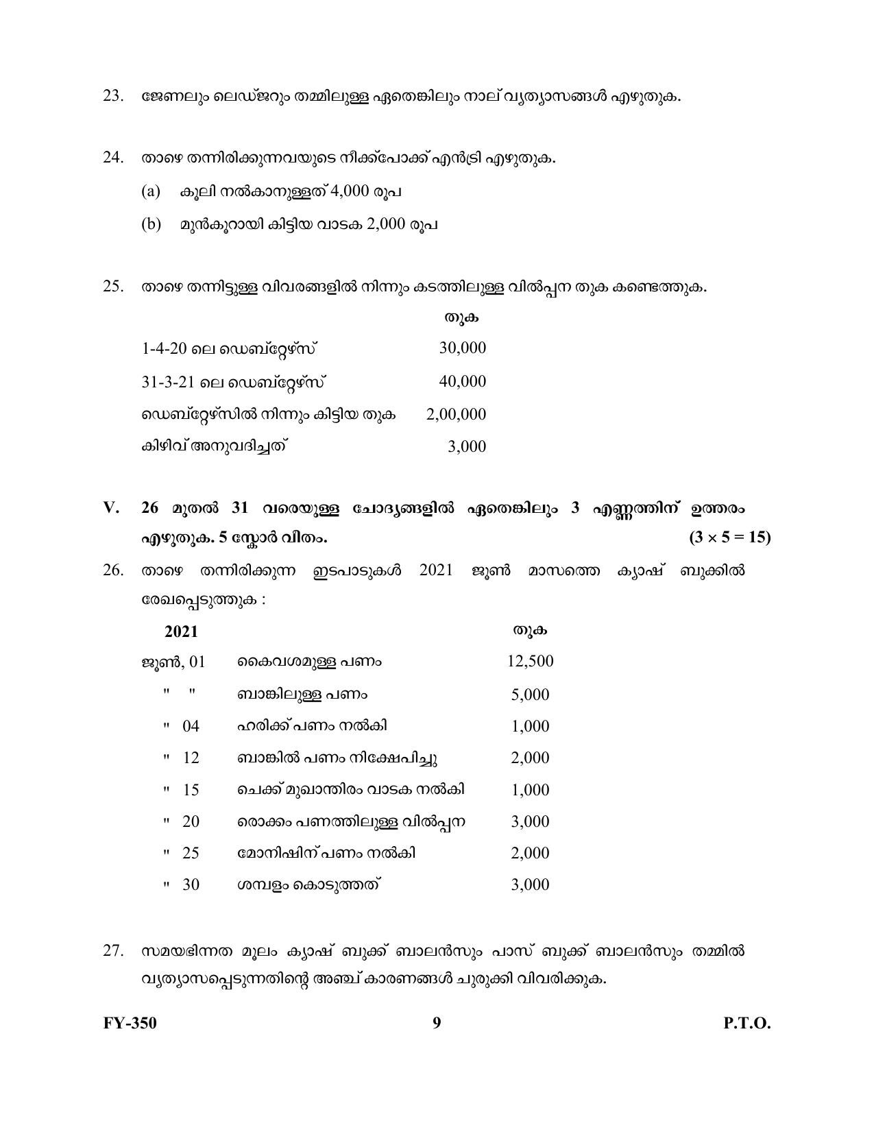 Kerala Plus One 2021 Accountancy with CA Question Papers (Model) - Page 9