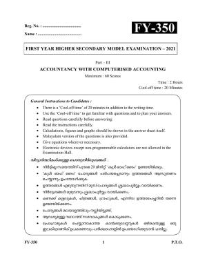 Kerala Plus One 2021 Accountancy with CA Question Papers (Model)