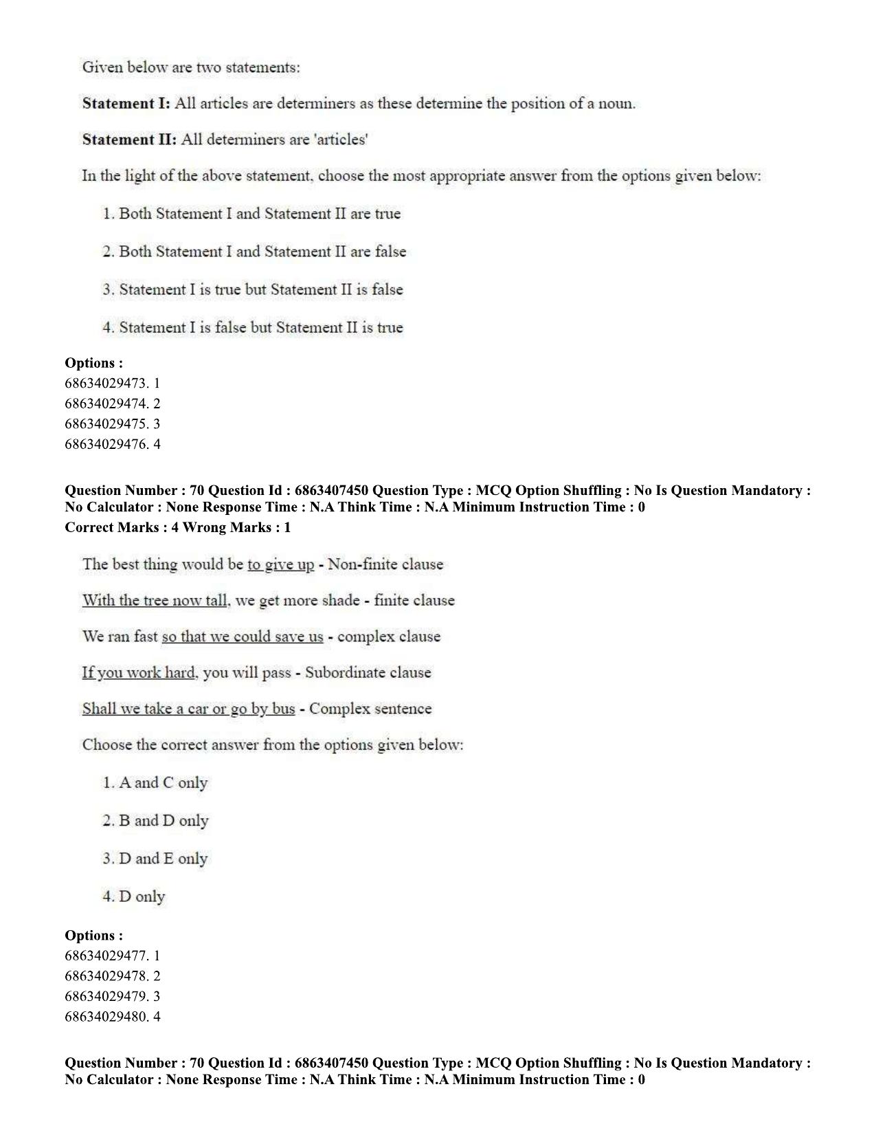 CUET PG 2023: COQP05 – B.Ed. Languages (Hindi)-Shift 1 (07-06-2023) Question Papers - Page 71