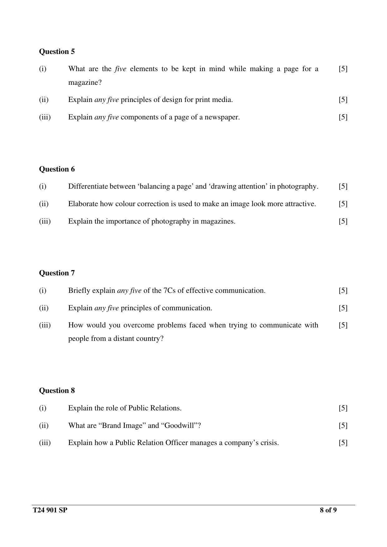 ICSE Class 10 2024 MASS MEDIA & COMMUNICATION Sample Paper - Page 8