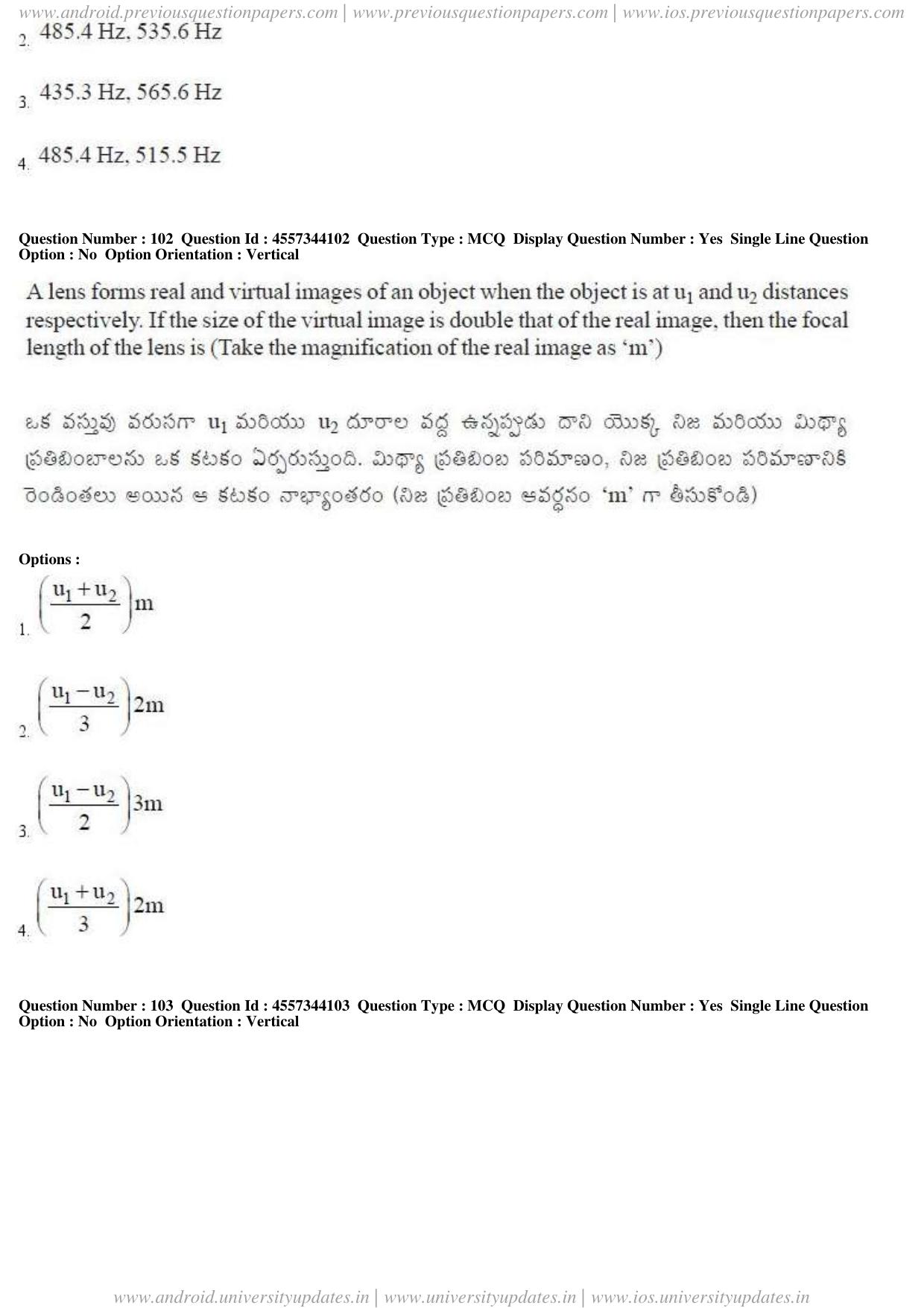 AP EAPCET 2018 - April 23, 2018 - Master Engineering Question Paper With Preliminary Keys Shift 1 - Page 57