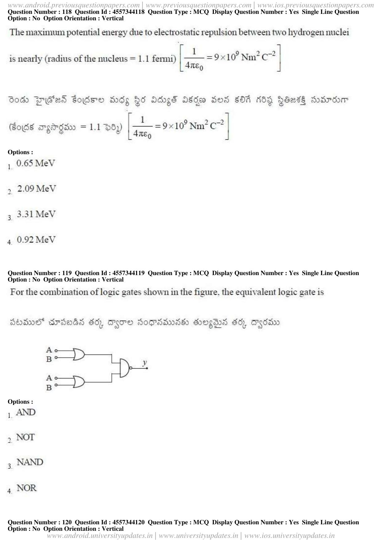 AP EAPCET 2018 - April 23, 2018 - Master Engineering Question Paper With Preliminary Keys Shift 1 - Page 67