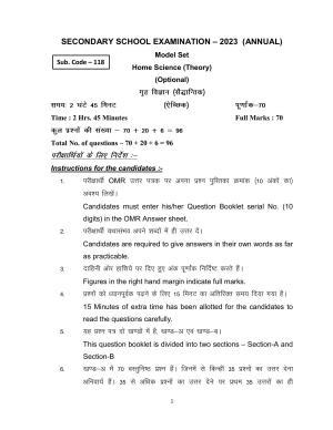 Bihar Board 10th Home Science (Theory) Model Paper 2023