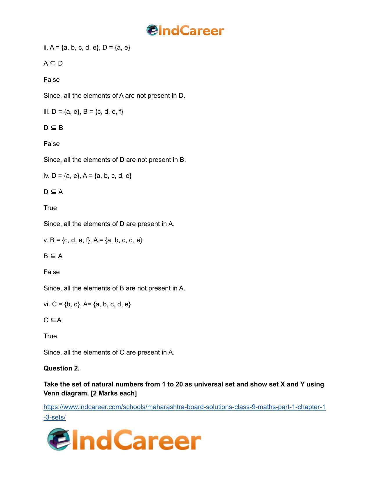 Maharashtra Board Solutions Class 9-Maths (Part 1): Chapter 1.3- Sets - Page 3