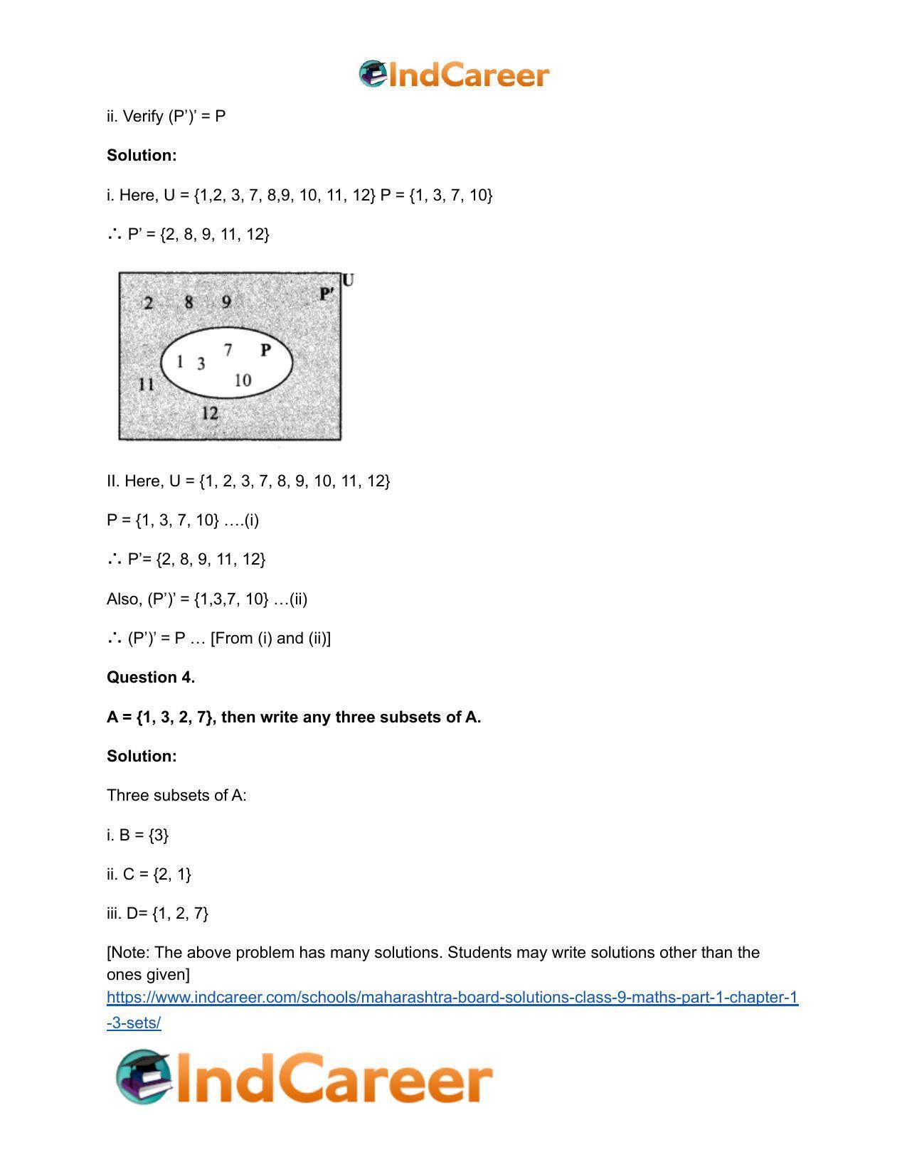 Maharashtra Board Solutions Class 9-Maths (Part 1): Chapter 1.3- Sets - Page 5