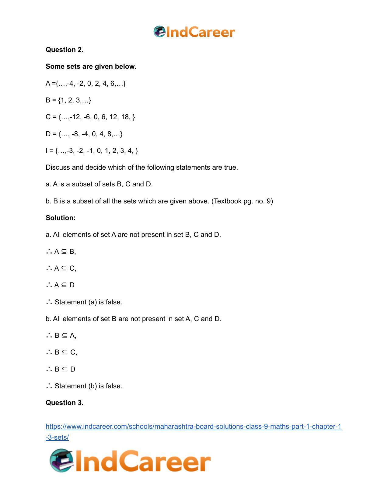 Maharashtra Board Solutions Class 9-Maths (Part 1): Chapter 1.3- Sets - Page 9