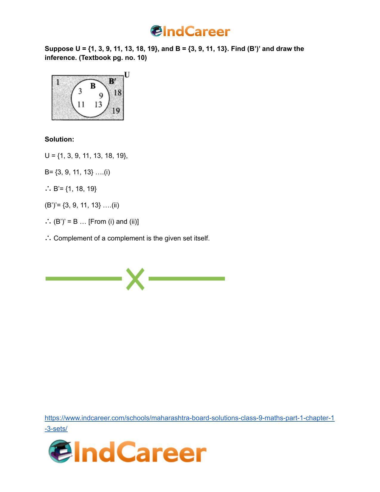 Maharashtra Board Solutions Class 9-Maths (Part 1): Chapter 1.3- Sets - Page 10