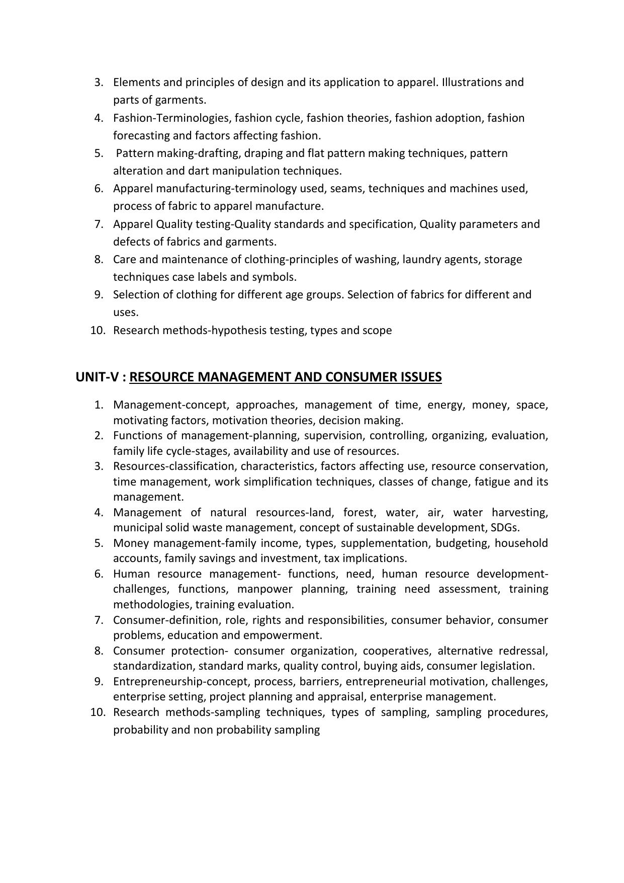 TNSET Syllabus - Home Science - Page 3