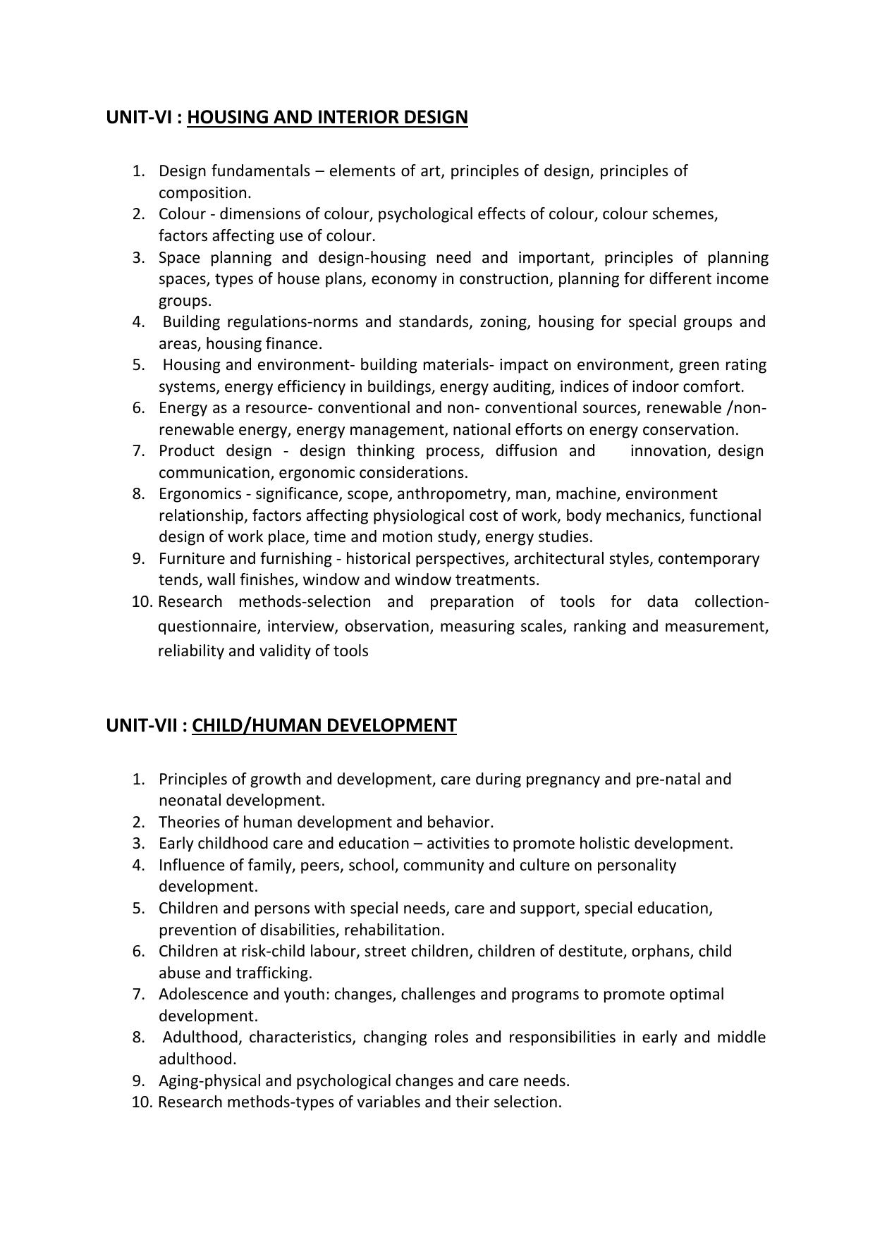 TNSET Syllabus - Home Science - Page 4