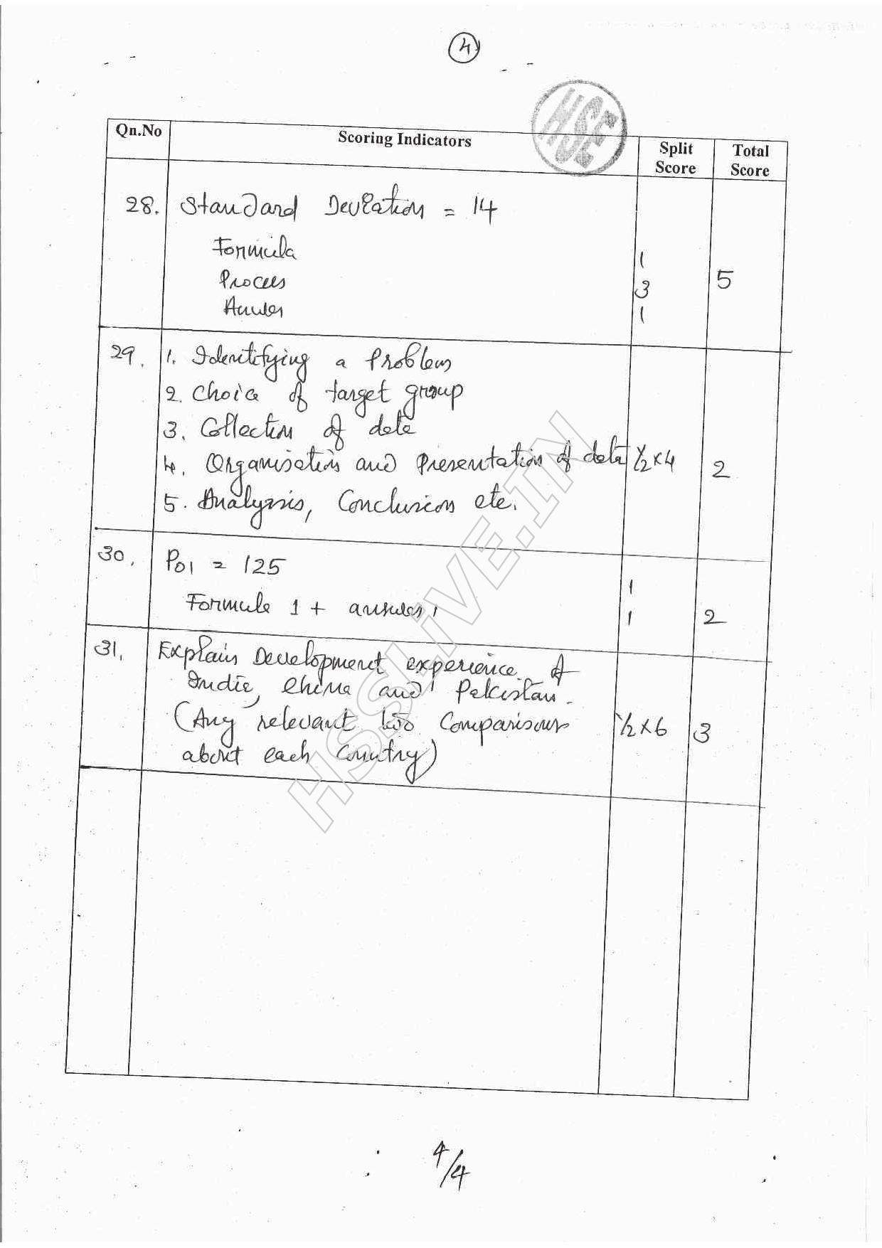 Kerala Plus One 2016 Economics  Answer Key - Page 4